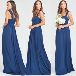 Show Me Your MuMu June Maxi Gown Crisp Navy Blue Chiffon NWT XSmall